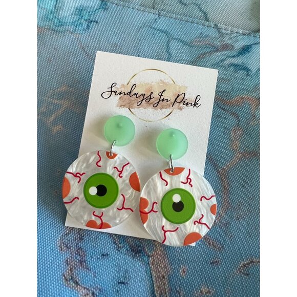 FALL Halloween Eyeball Scary Horror Earrings NEW - Picture 1 of 3
